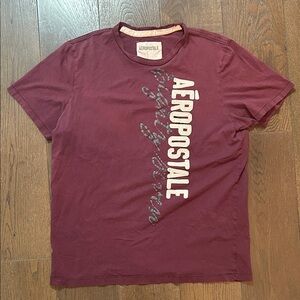 Y2K Aeropostale Men's Maroon Graphic Tee Size XXL (Fits like XL)